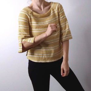 Textured Top | Bell Sleeve Yellow Shirt